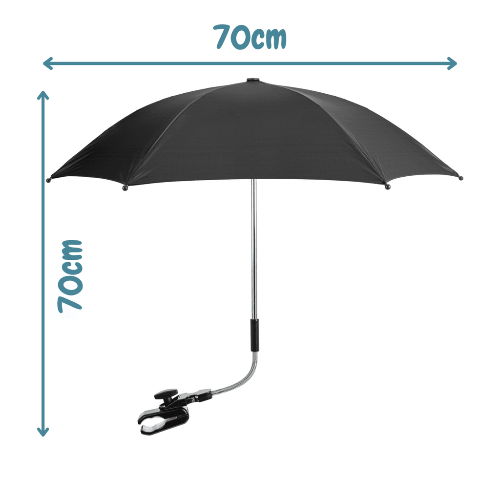 Universal stroller parasol featuring a waterproof canopy and flexible attachment arm for baby pushchairs. — view 3
