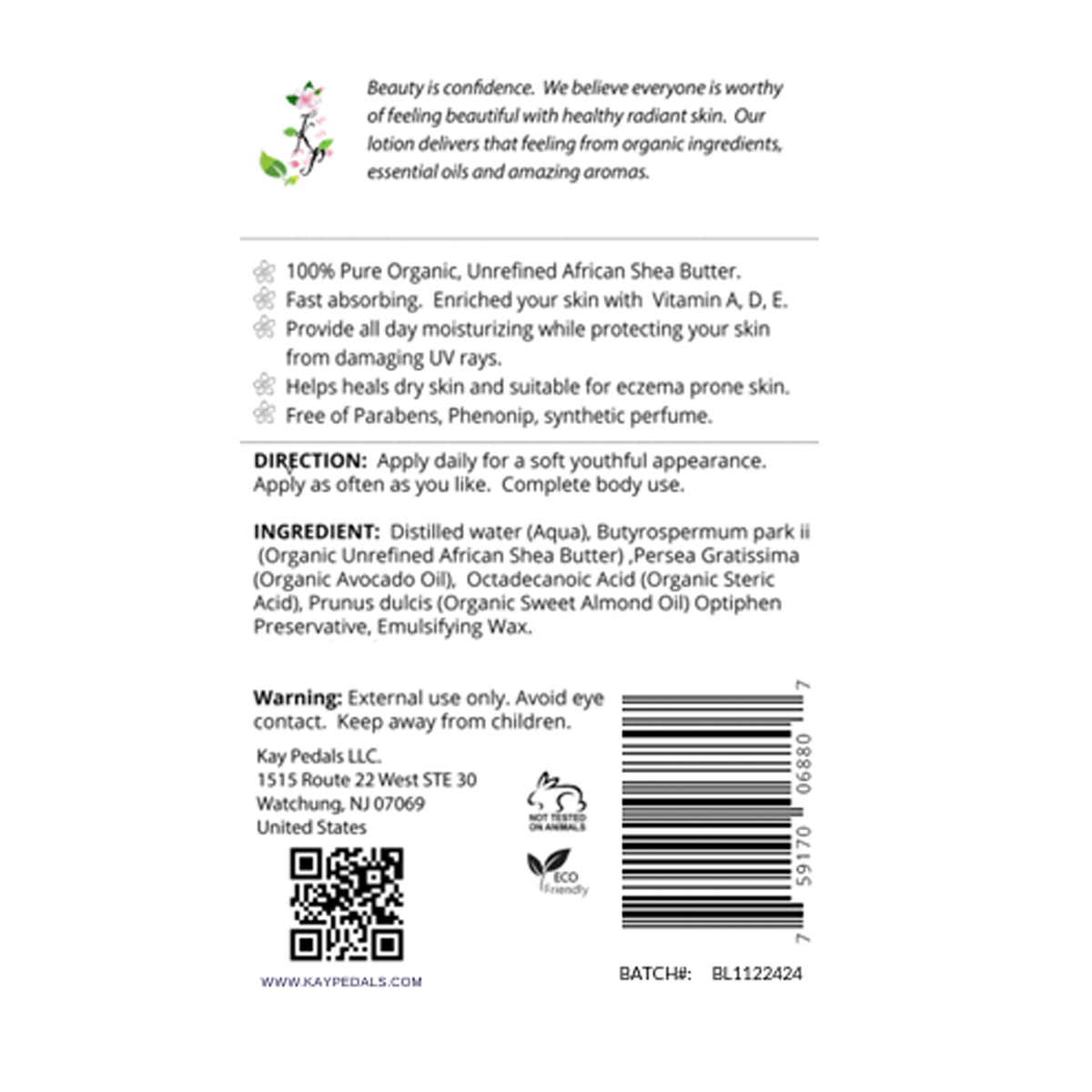 Unscented Natural Organic Body Lotion 12oz-1