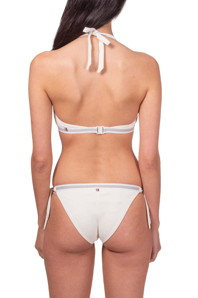 Ivory stretch nylon bikini briefs with side laces and contrasting elasticated waist — view 4