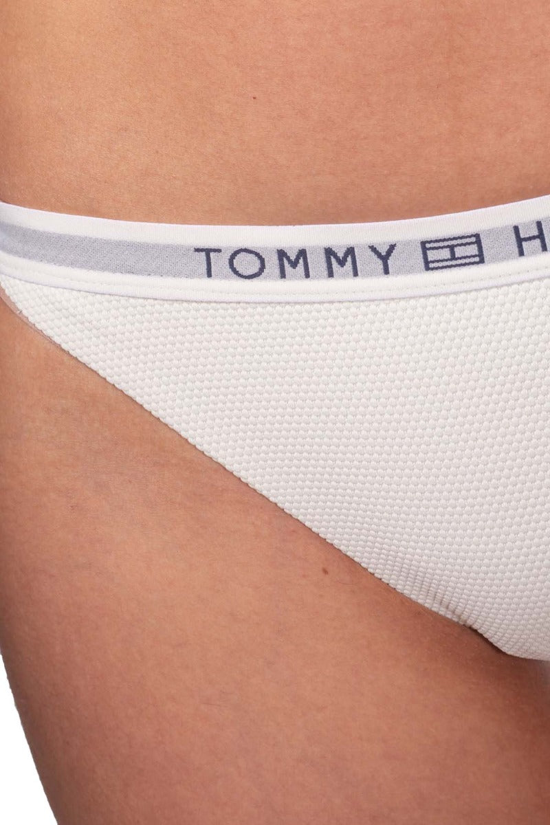Ivory stretch nylon bikini briefs with side laces and contrasting elasticated waist — view 10