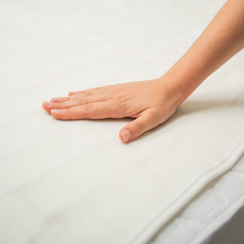 White double electric underblanket mattress topper with two remote controls for personalized bedroom heating — view 5