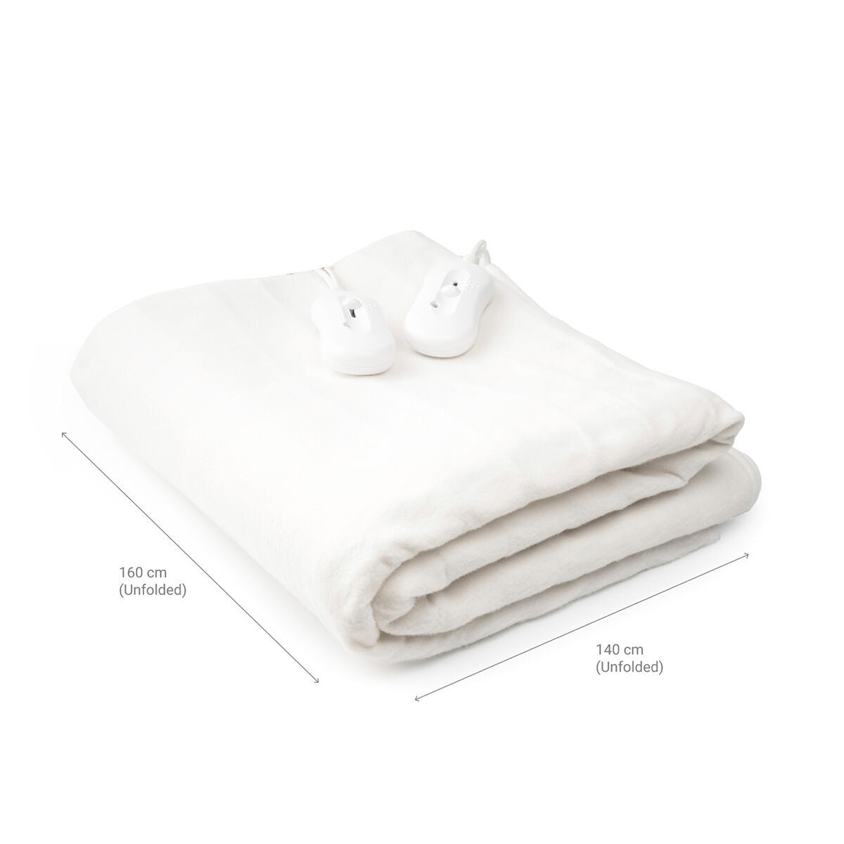 White double electric underblanket mattress topper with two remote controls for personalized bedroom heating — view 3