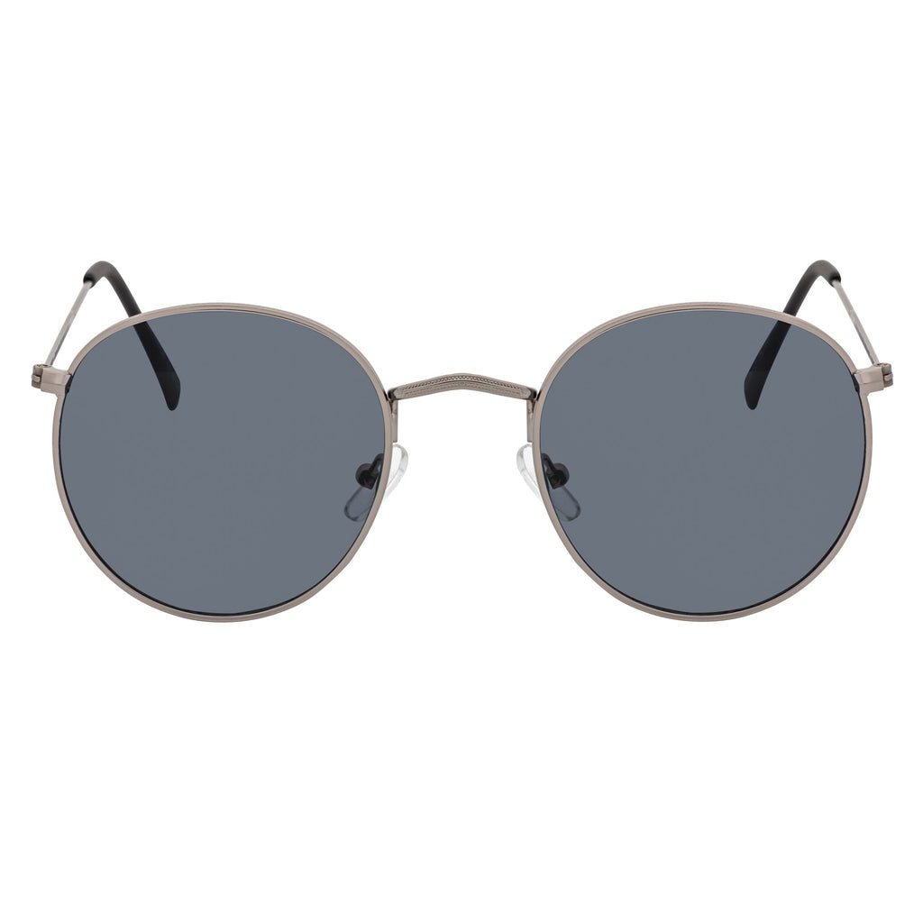 VAGABOND - Small Metal Round Sunglasses Silver Smoke-0