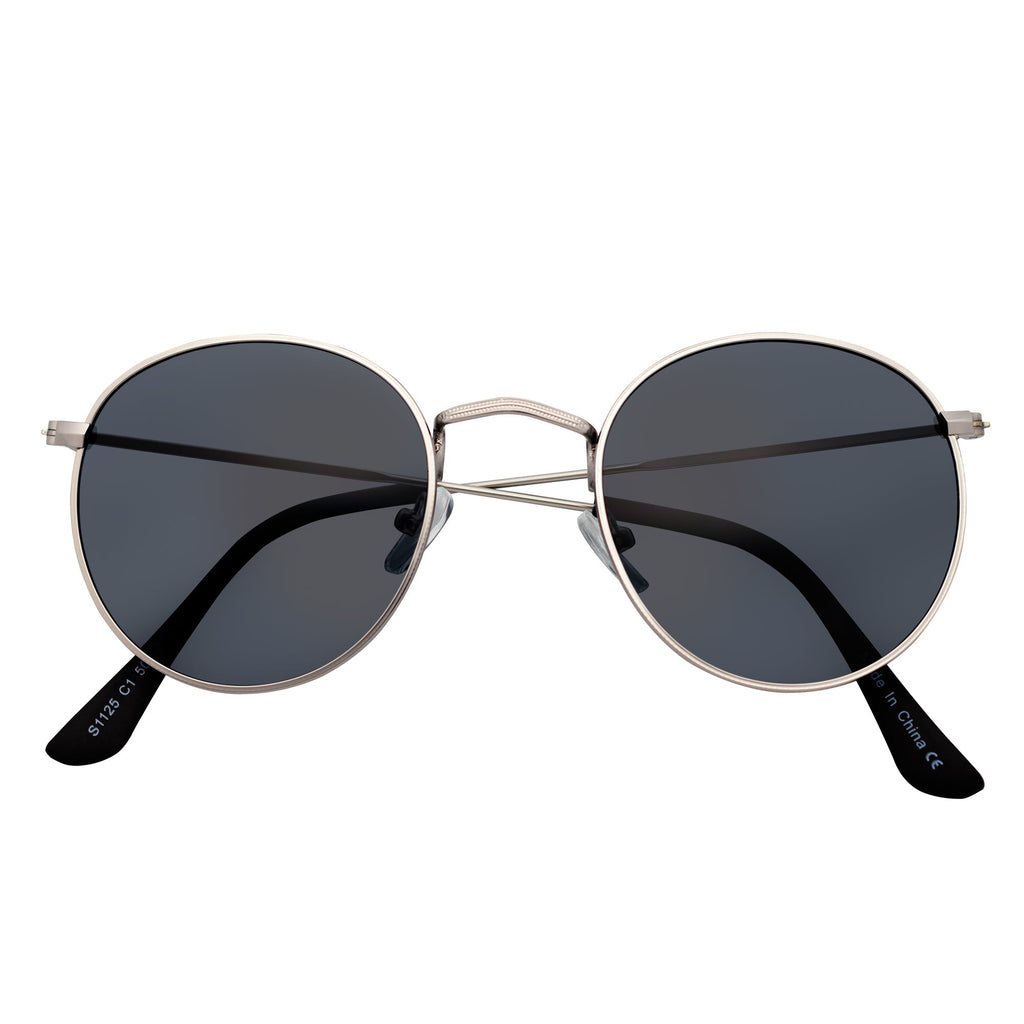 VAGABOND - Small Metal Round Sunglasses Silver Smoke-2