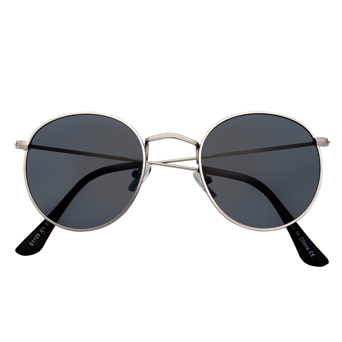 VAGABOND - Small Metal Round Sunglasses Silver Smoke-2