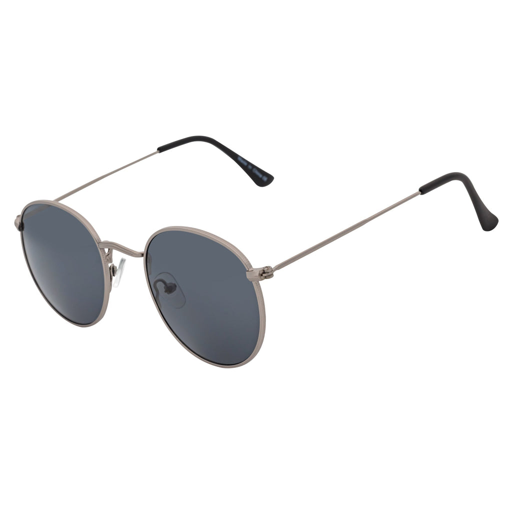 VAGABOND - Small Metal Round Sunglasses Silver Smoke-1
