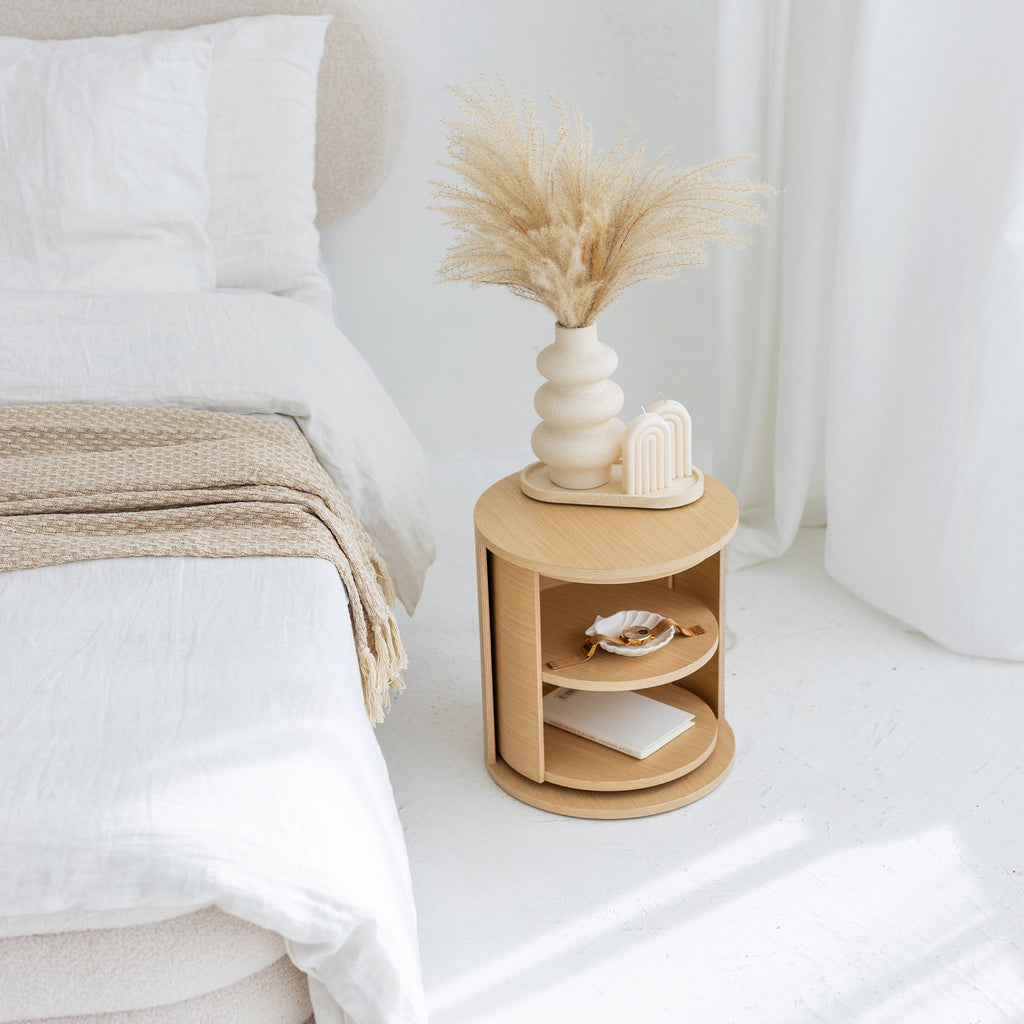 Wooden Makeup Organizer, Round Coffee Table, Nightstand-0