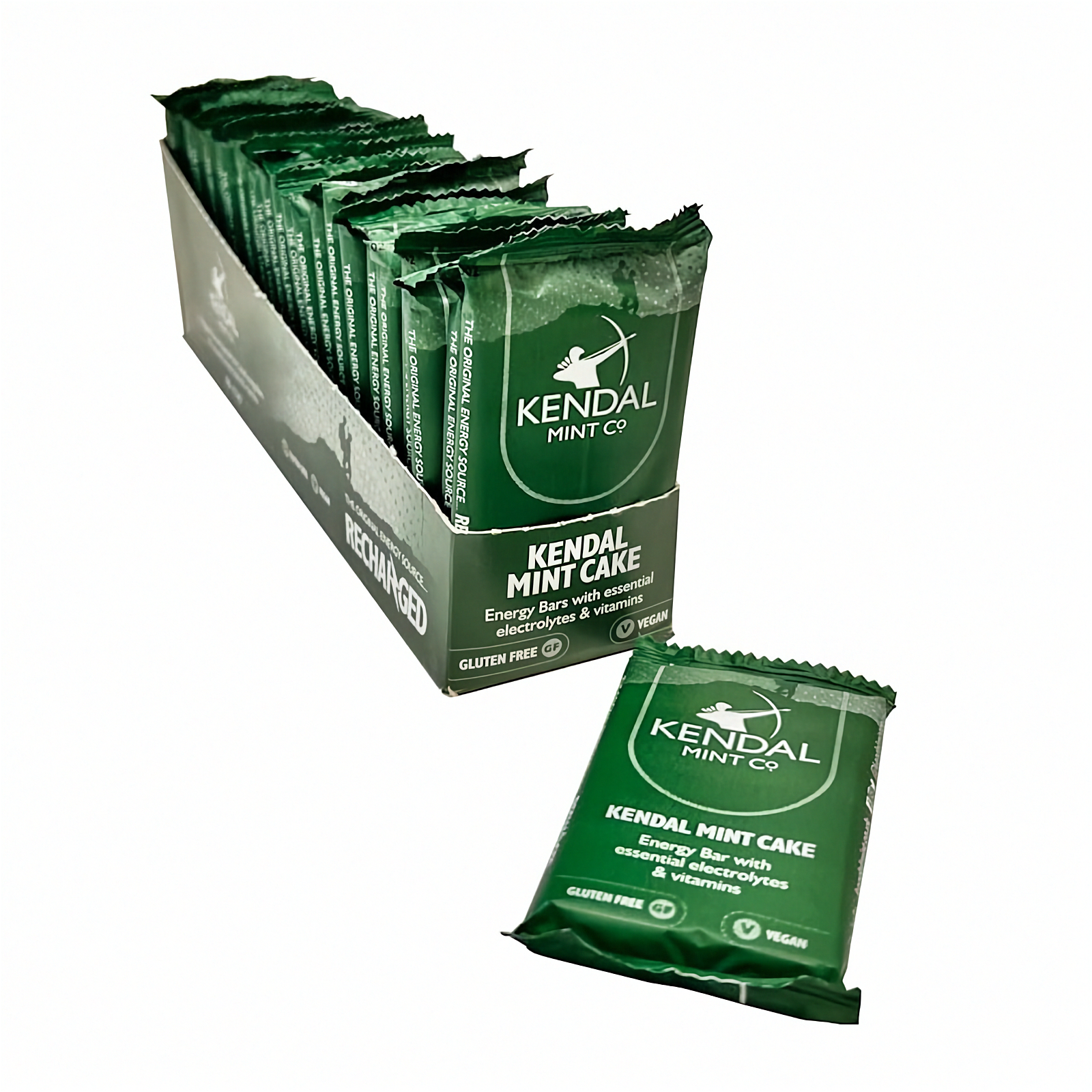 Pocket sized KMC NRG original flavour energy bar made of three breakable mint cake blocks — view 5