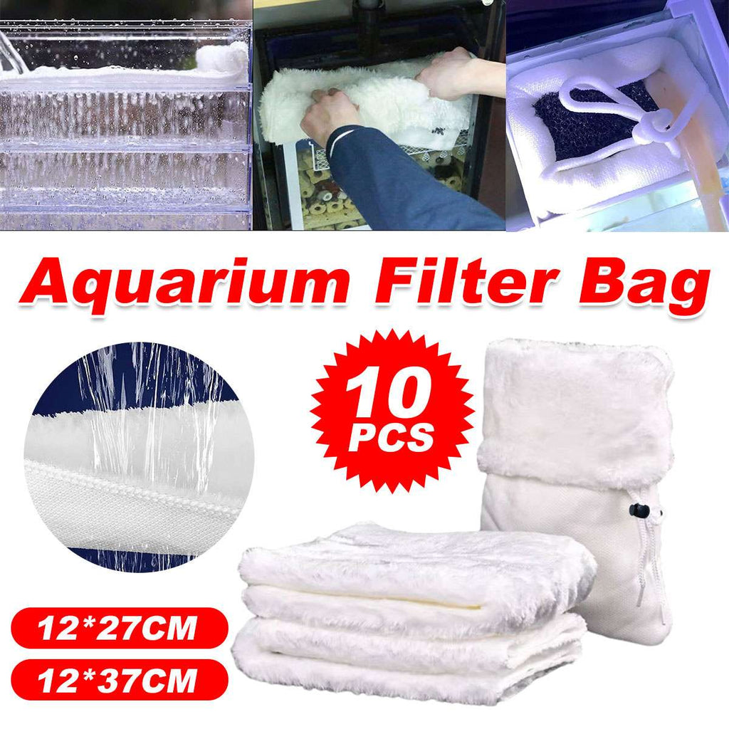 Ten piece white reusable aquarium filter bags with drawstring closure for fish tanks — view 5