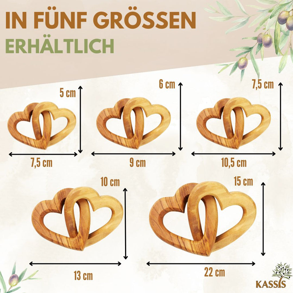 Olivenholz verbundene Herzen | Geschenk Hochzeit, Verlobung, Valentinstag, Jahrestag, Liebe-2