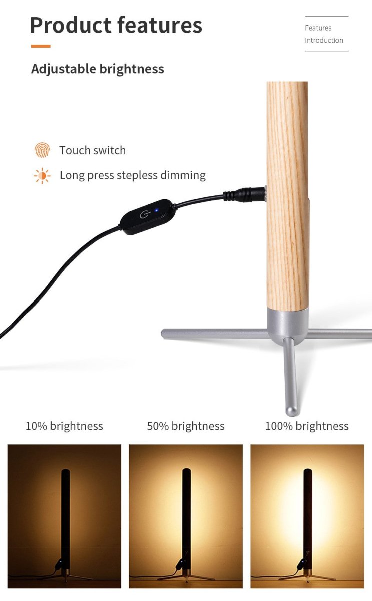Vertical wood eye-protection desk lamp with magnetic wooden LED illuminator and sturdy metallic base. — view 2