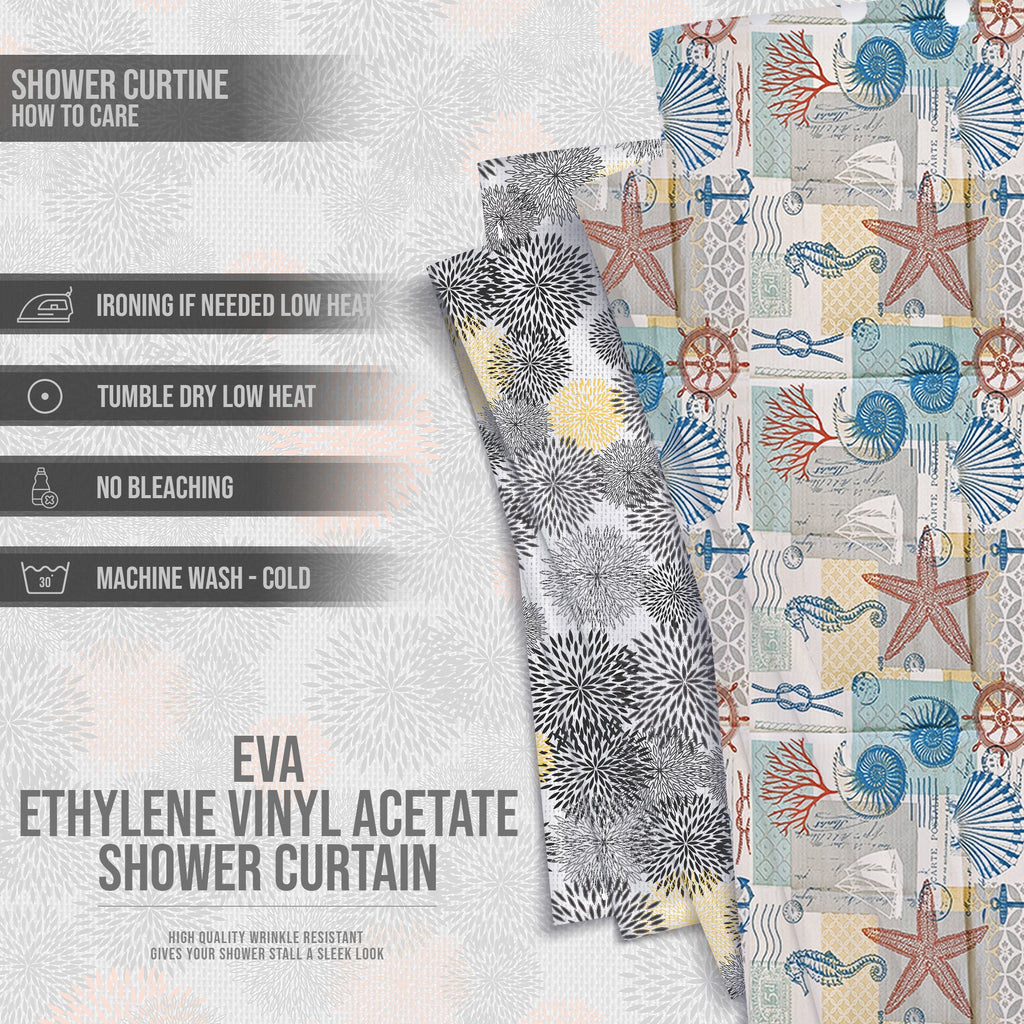 Floral print EVA shower curtain in natural colors, waterproof design with hanging hooks included — view 2