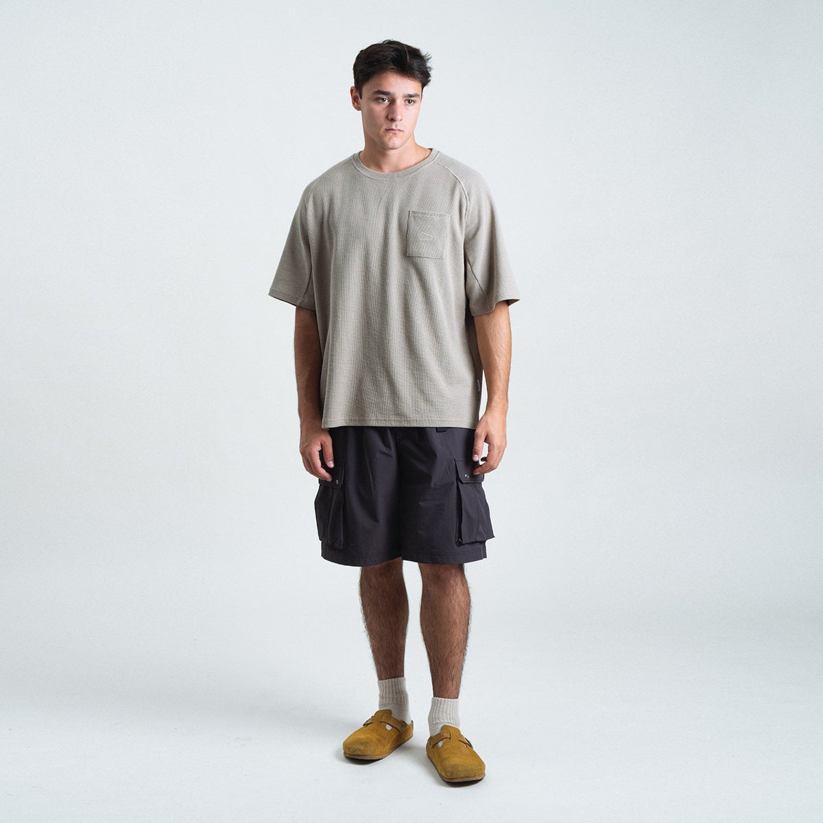 Waffle Tee / Cotton - Warm Grey-4
