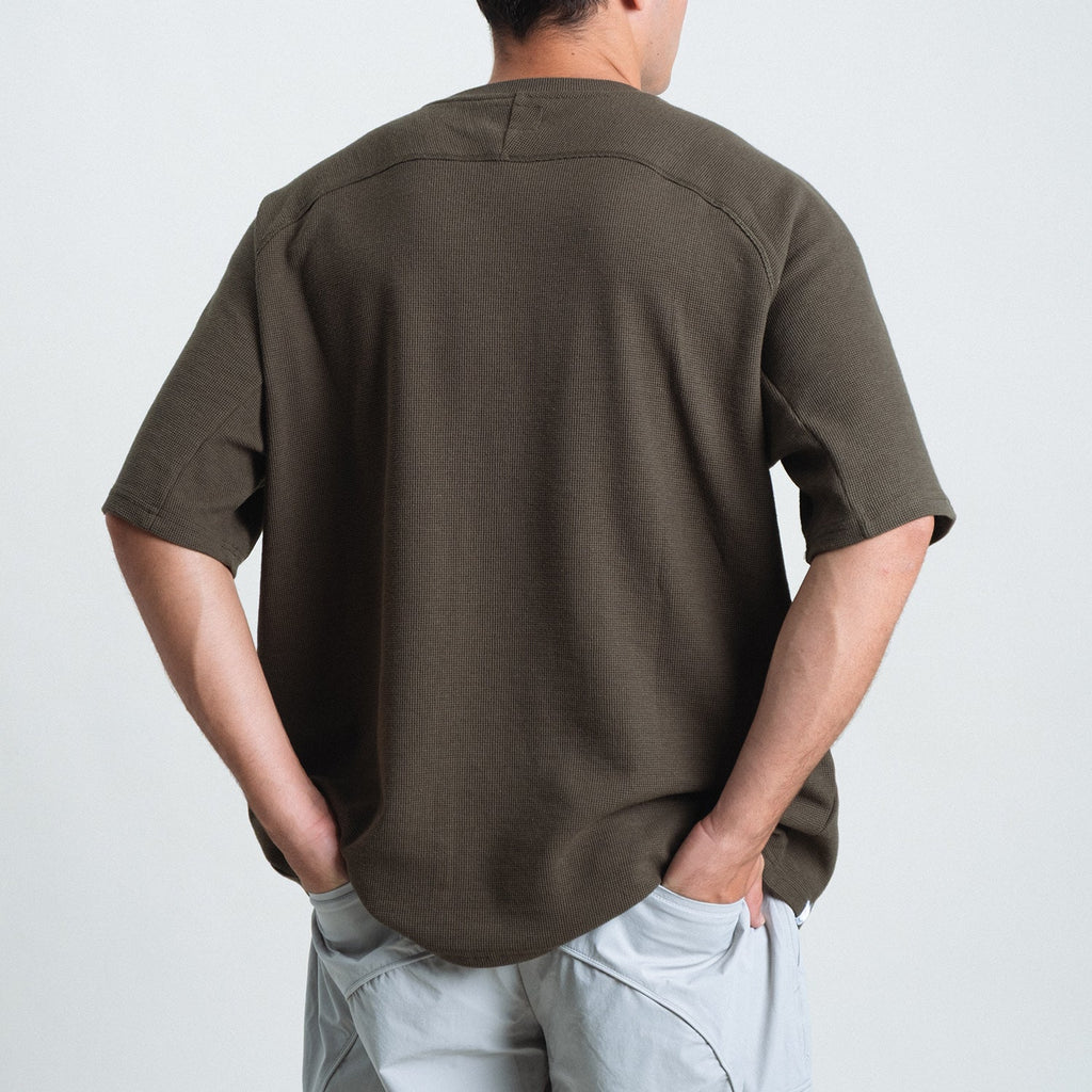 Waffle Tee / Cotton - Army Green-3