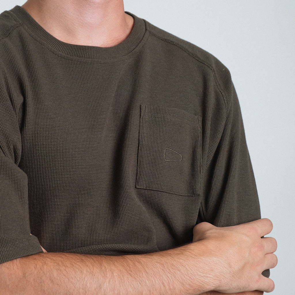 Waffle Tee / Cotton - Army Green-4