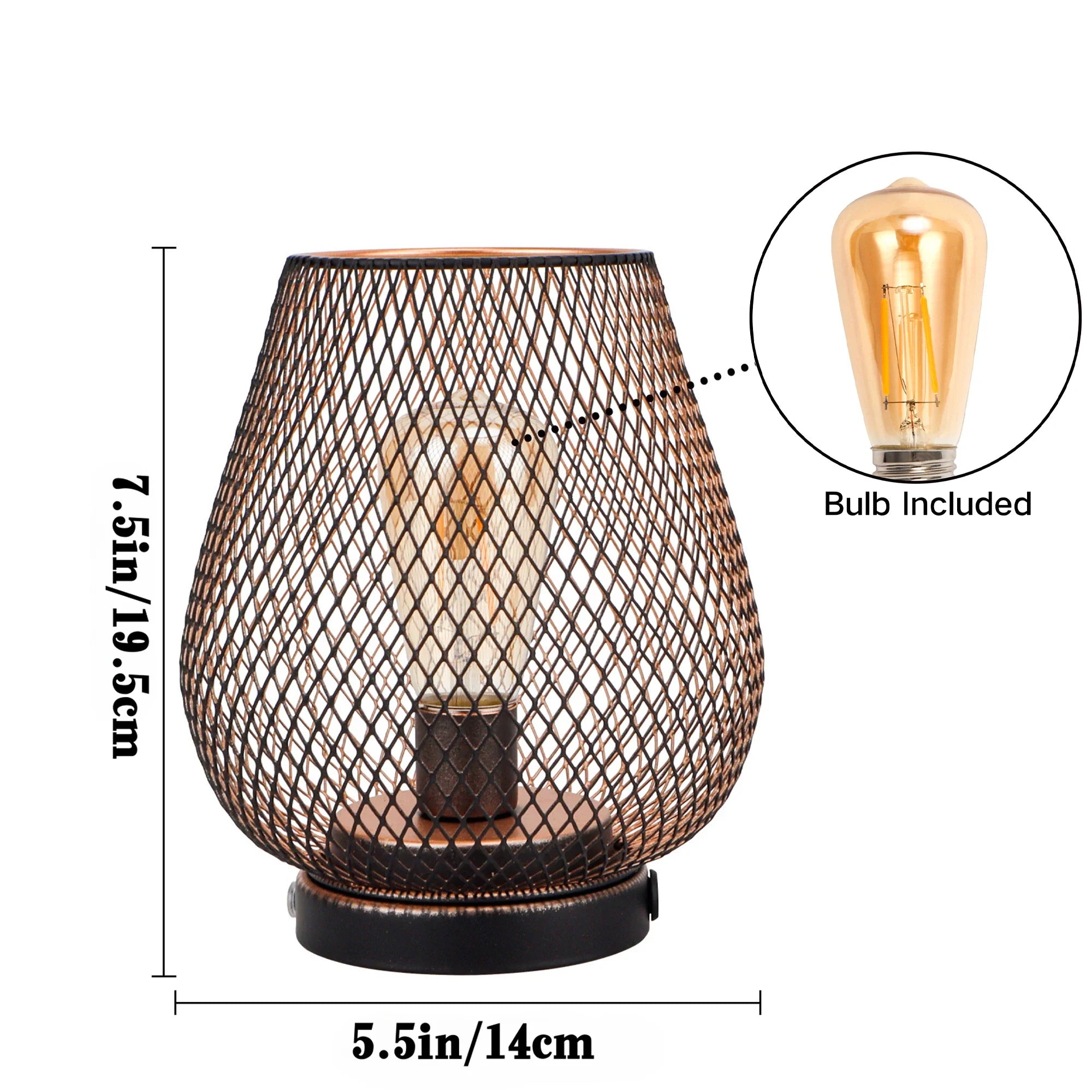 Bronze egg touch table lamp featuring metal cage design, warm LED bulb, and sturdy base — view 5