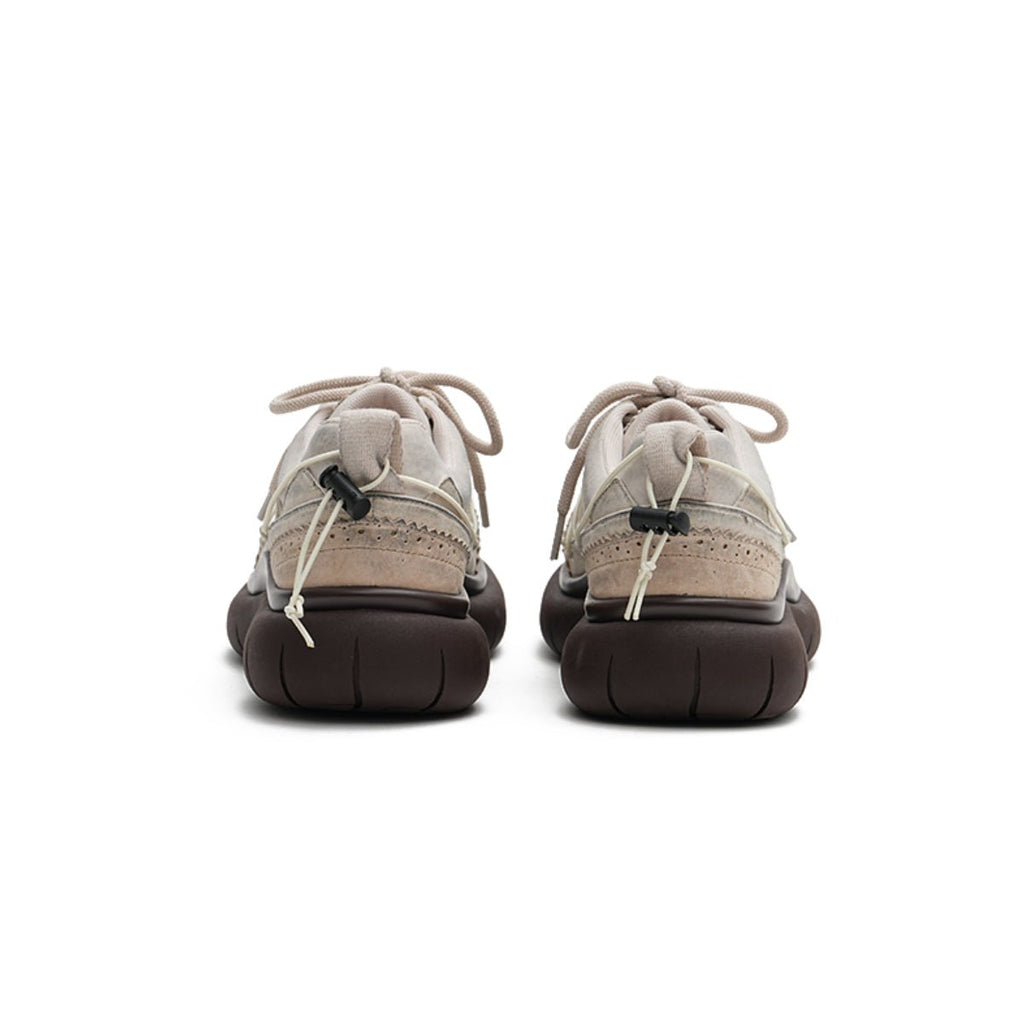 Women's chunky platform sneakers with vintage brogue detailing, cage laces, and mixed materials — view 4