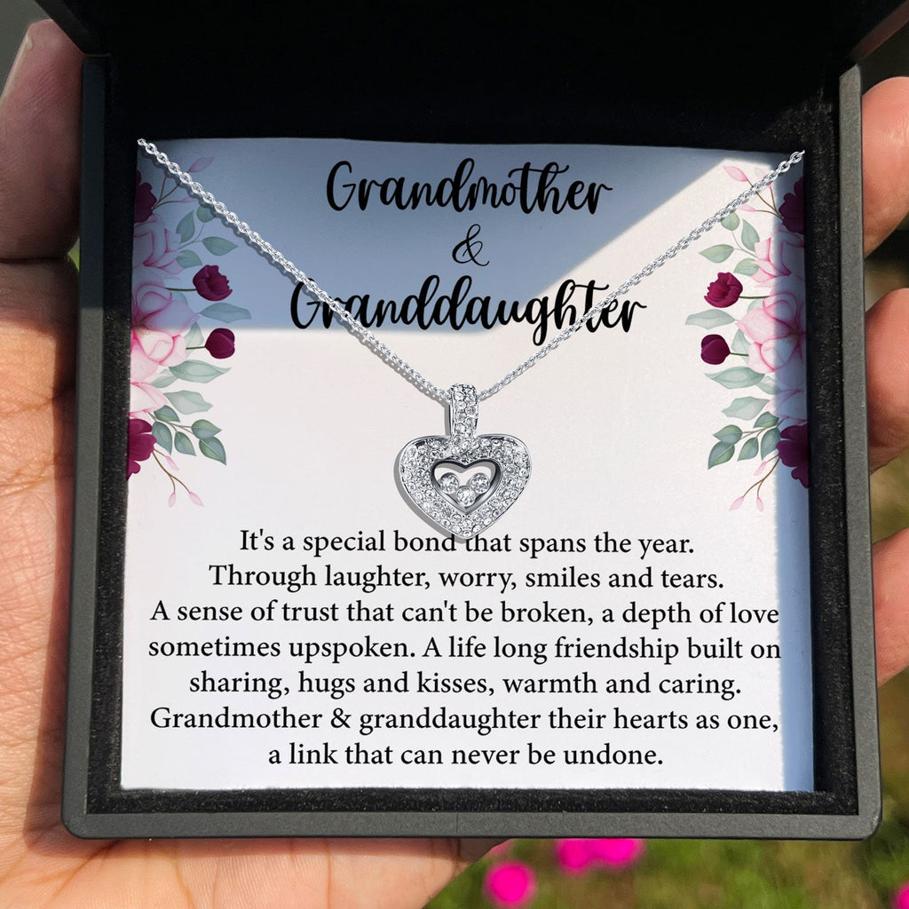 TRYNDI™ To My Grandma Floating Heart Necklace With Authentic Swarovski Crystals-1