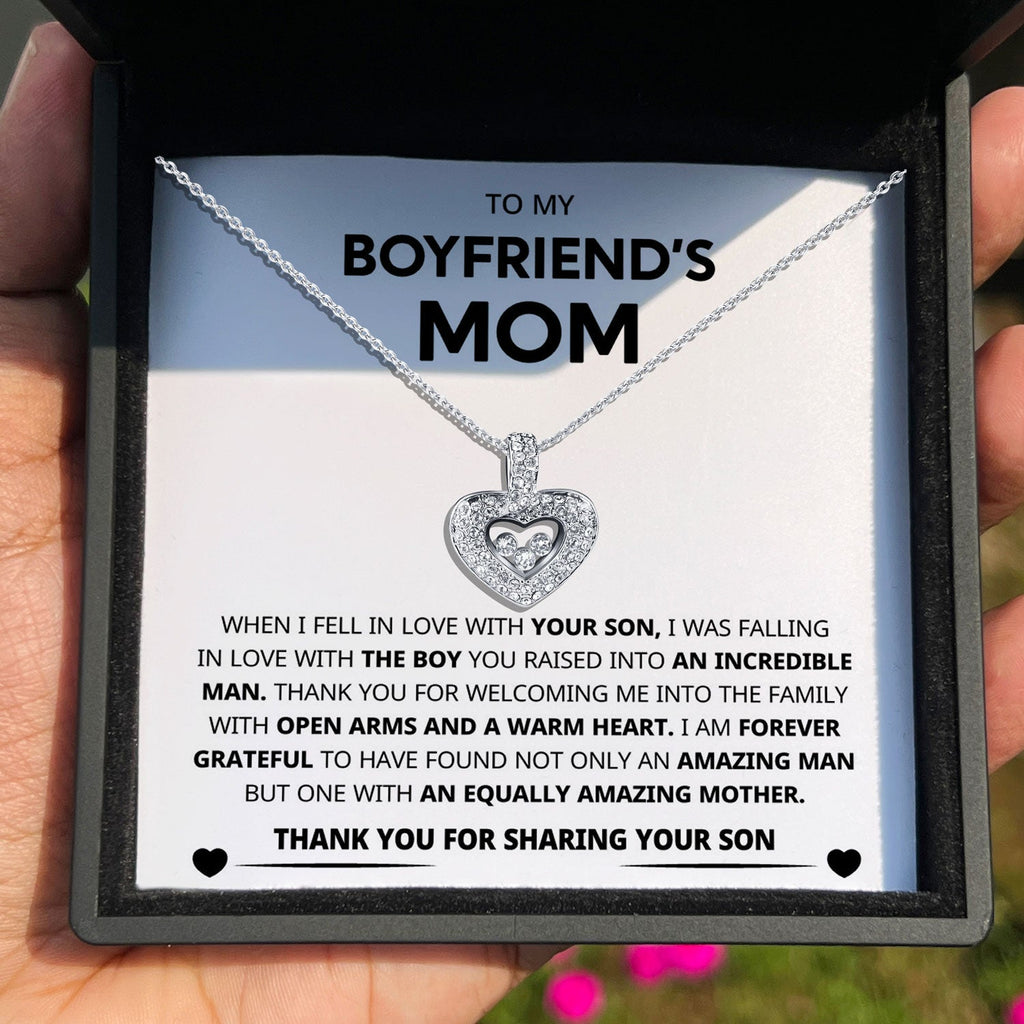 To My Boyfriend's Mom - Thank You For Sharing Your Son - Tryndi Floating Heart Necklace-2