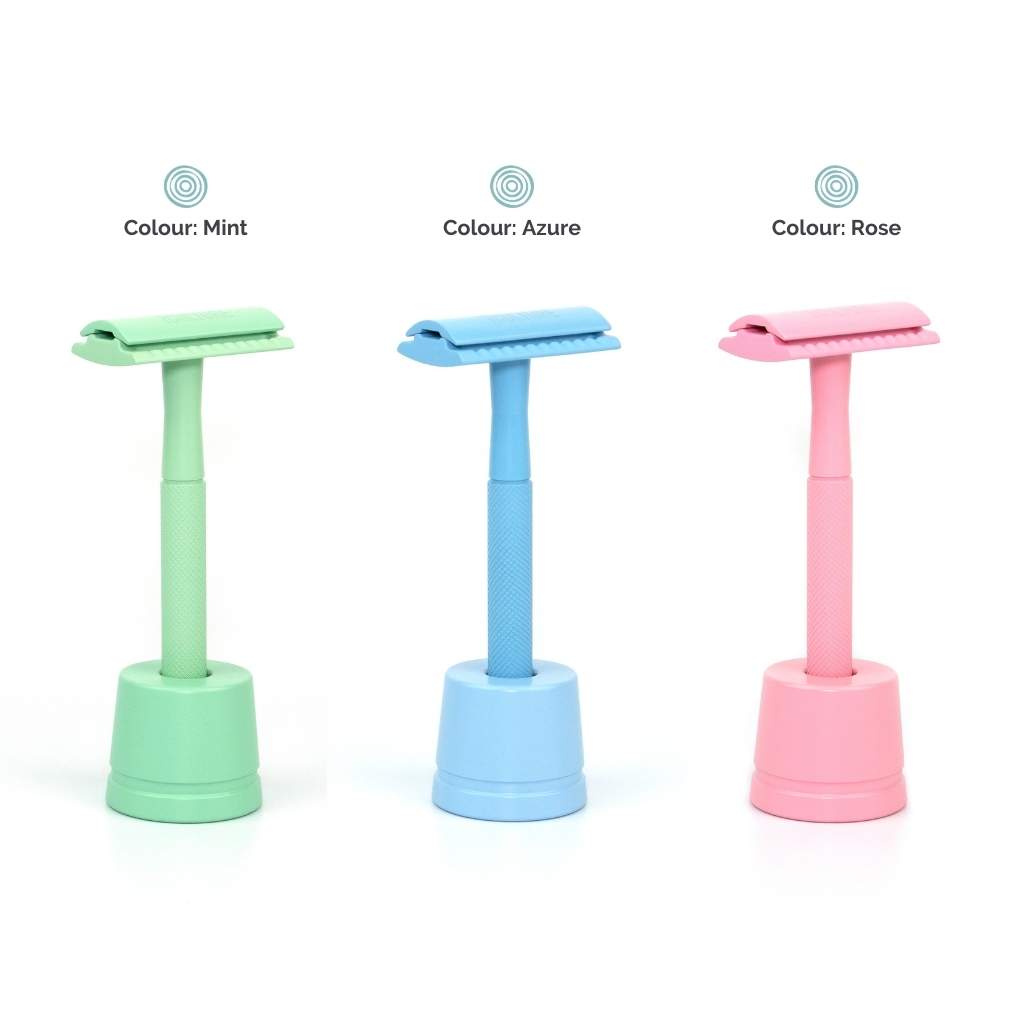 Premium weighted safety razor stand in a matching metallic finish for an organized bathroom vanity. — view 4