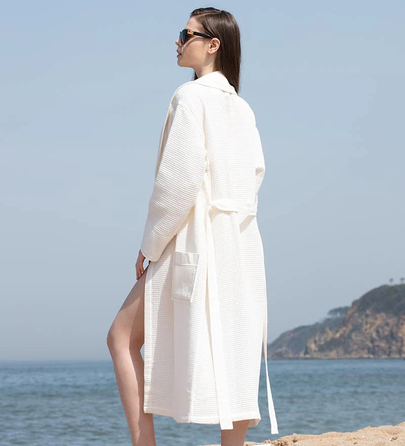Women’s Lightweight Waffle Spa Robe with Shawl Collar-10