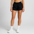 Women's athletic running shorts in lightweight breathable nylon featuring an elastic waistband