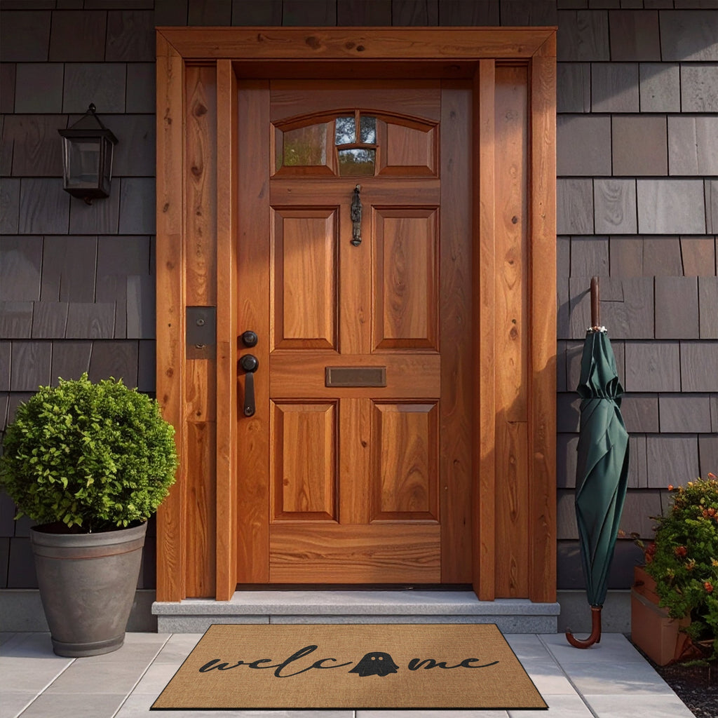 Trove Halloween Doormat in vintage boho style, woven cotton non-slip rug for home entryway. — view 2