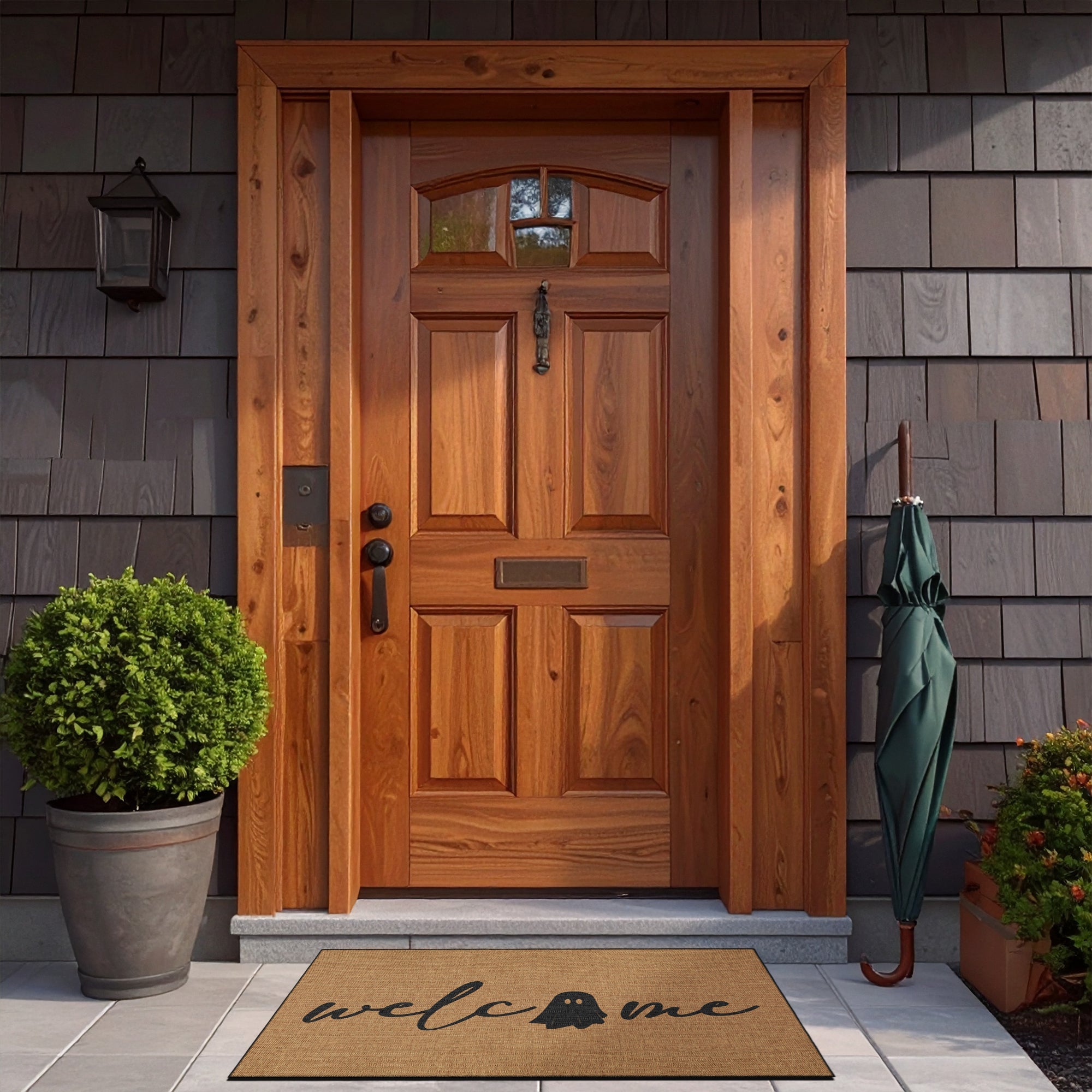 Trove Halloween Doormat in vintage boho style, woven cotton non-slip rug for home entryway. — view 2