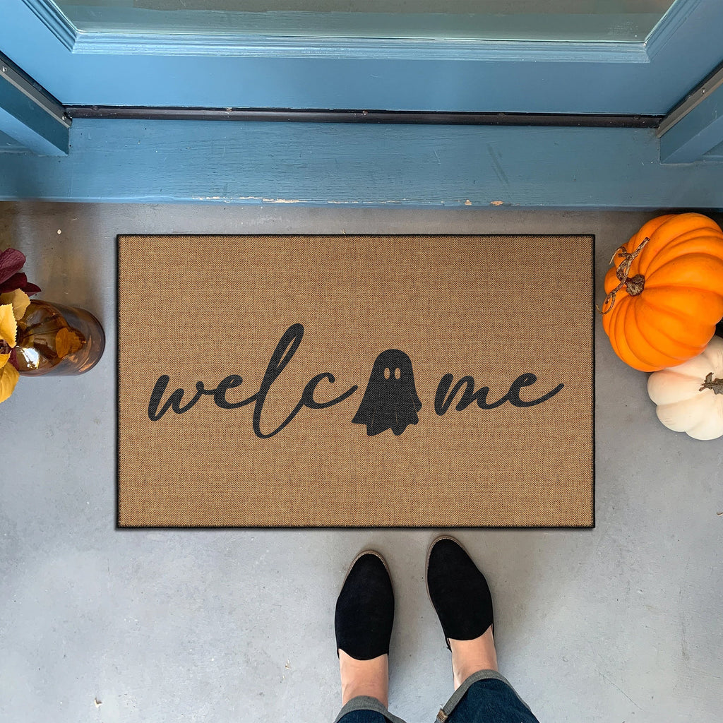 Trove Halloween Doormat in vintage boho style, woven cotton non-slip rug for home entryway. — view 5
