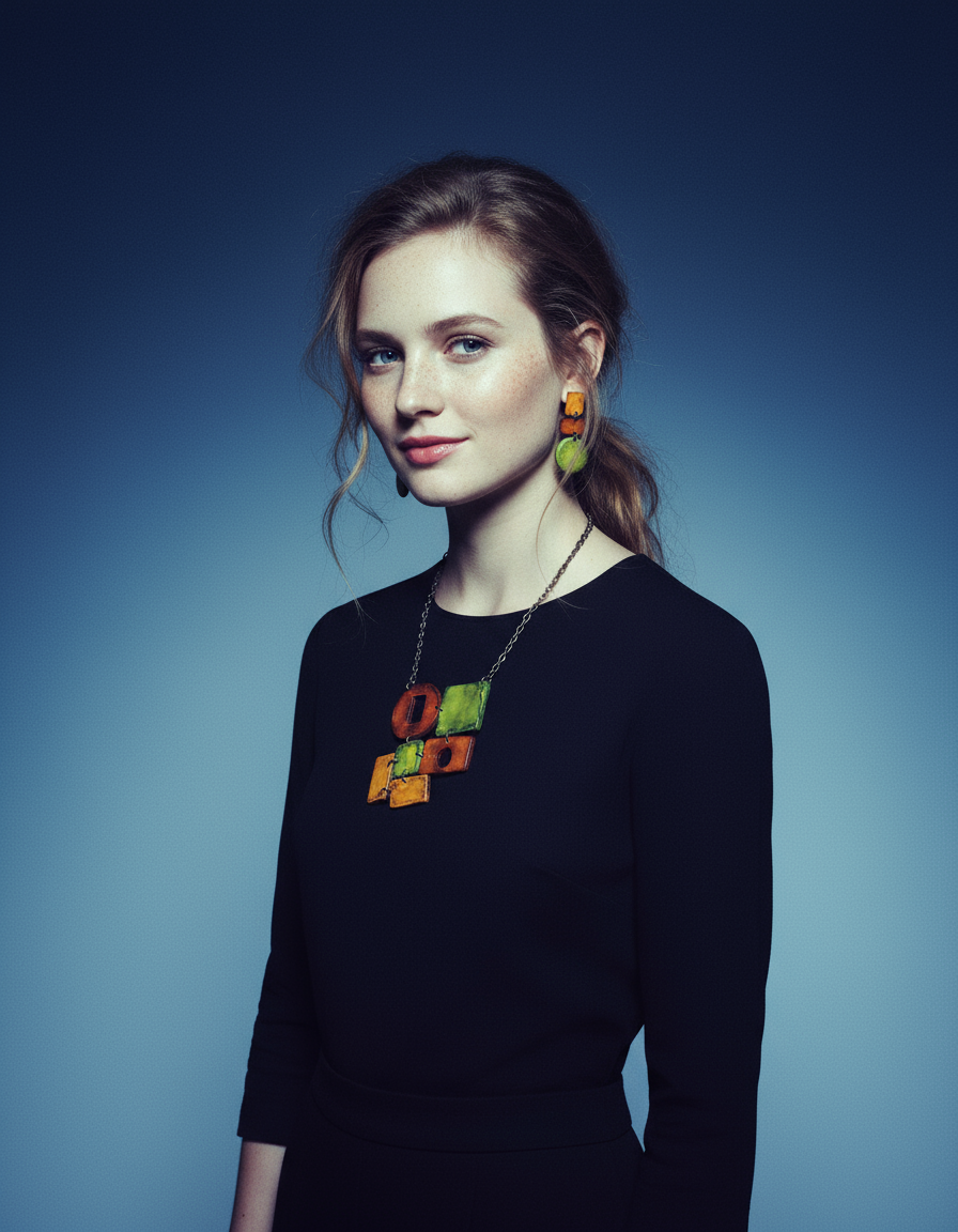 Rustic Geometric Jewelry Set with Statement Necklace & Earrings-1