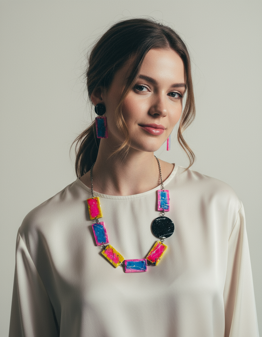 Abstract Rectangle Earrings Post or Clip On-2