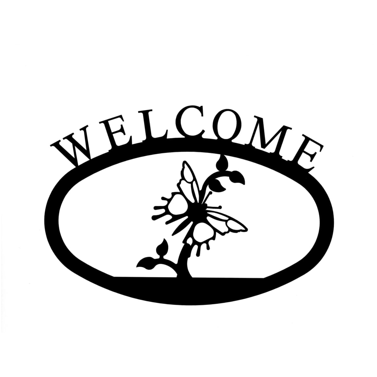Wrought Iron Butterfly Welcome Home Sign Large