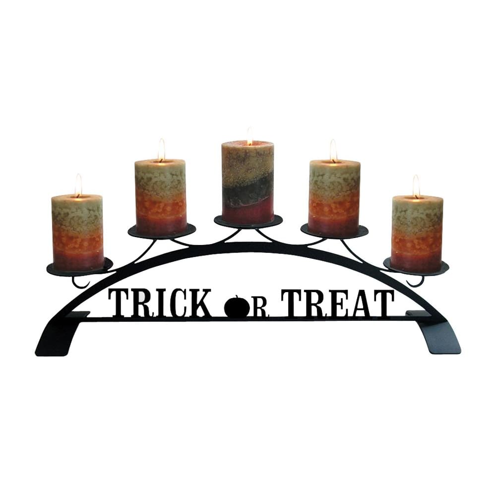 Wrought Iron Trick Or Treat Table Top Center Piece Candle Holder