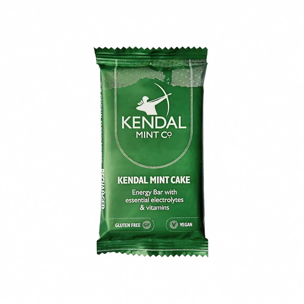 Kendal mint cake pocket energy bar in original packaging for outdoor adventure and endurance sports