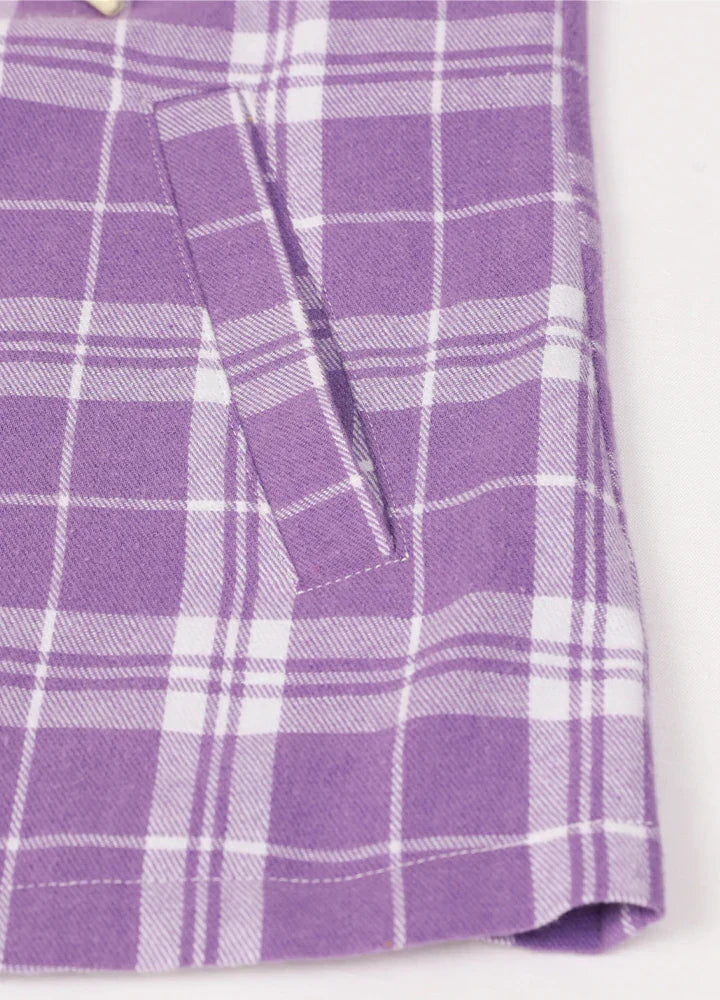 Womens full zip hooded flannel shirt in premium cotton with front pockets and adjustable hood — view 3