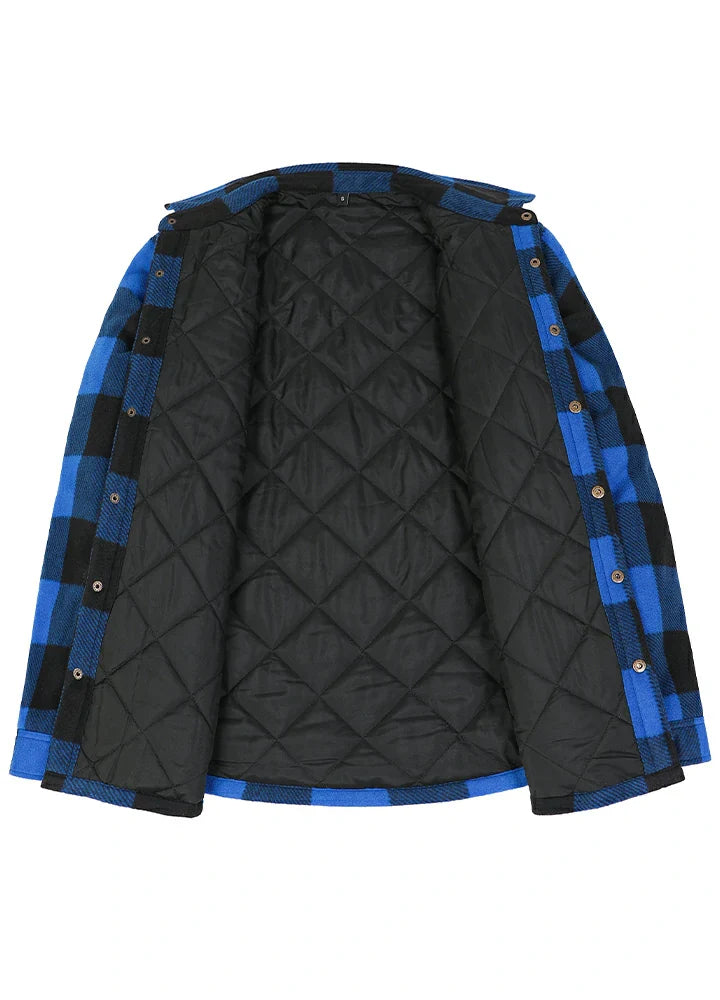 Men's quilted lined shirt jacket with snap buttons, dual chest pockets, and thermal interior — view 4