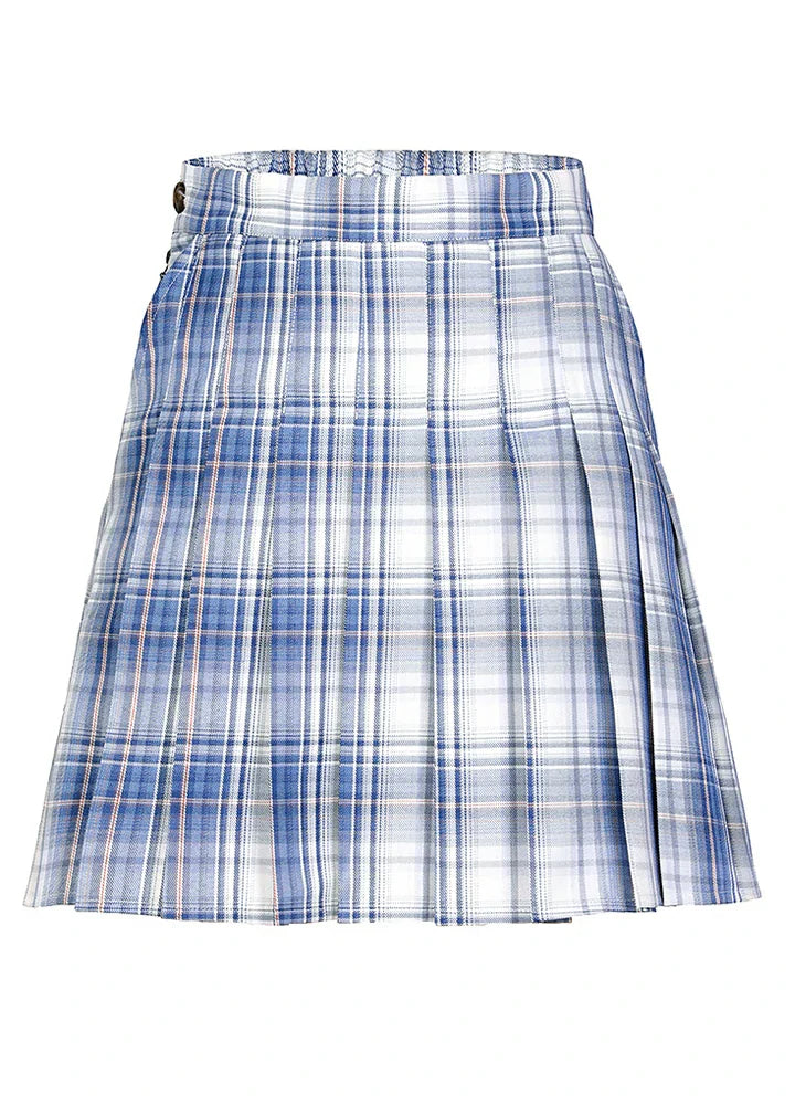 Women's high-waisted plaid pleated mini skirt with side pockets and built-in shorts — view 3