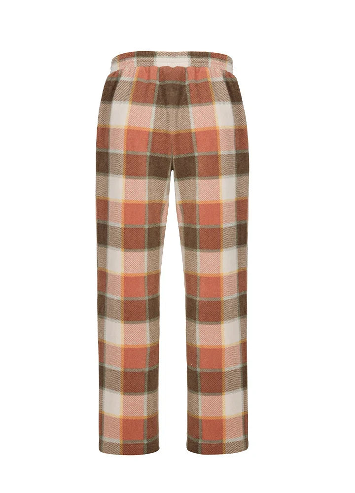 Women's soft fleece plaid pajama pants with drawstring waist and side pockets — view 2