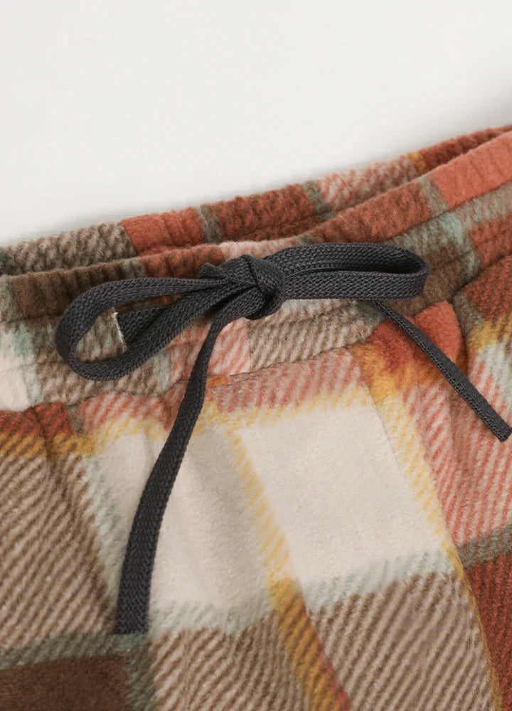 Women's soft fleece plaid pajama pants with drawstring waist and side pockets — view 3