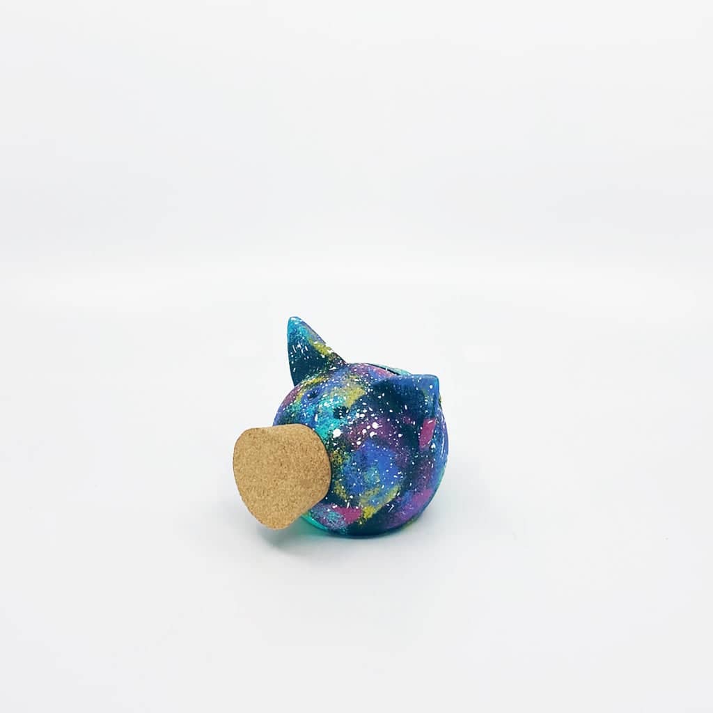 Handmade ceramic space piggy bank featuring a matte finish and a removable natural cork snout — view 5