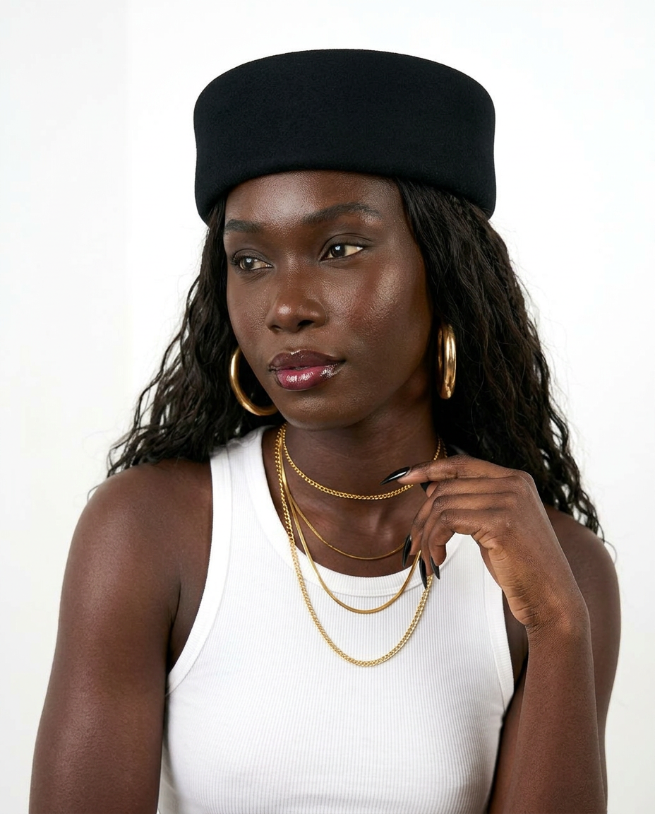 Elegance Felt Wool Pillbox Hat-0