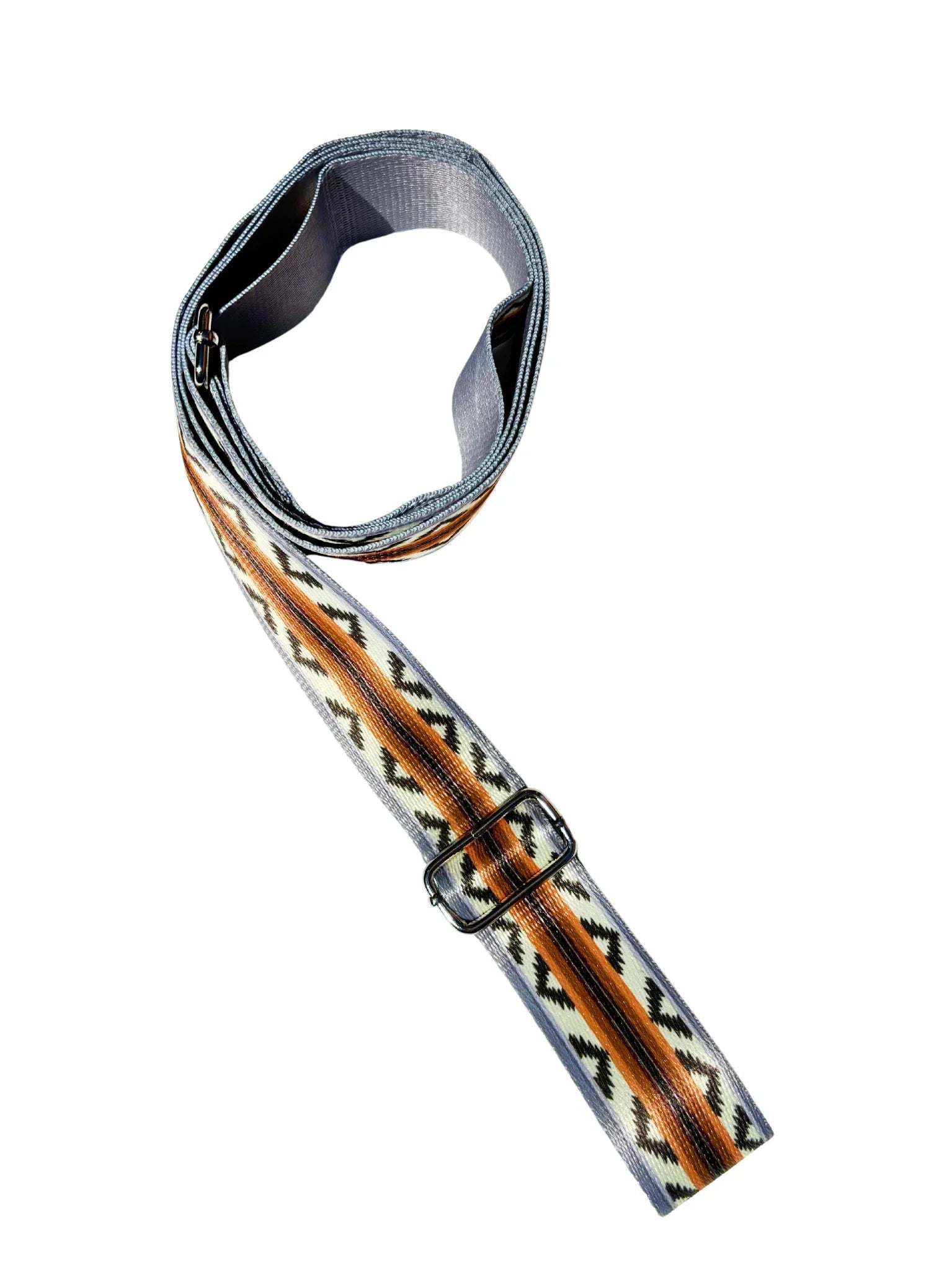 Organic cotton yoga stretching strap with polished metal D-ring buckles for enhanced flexibility