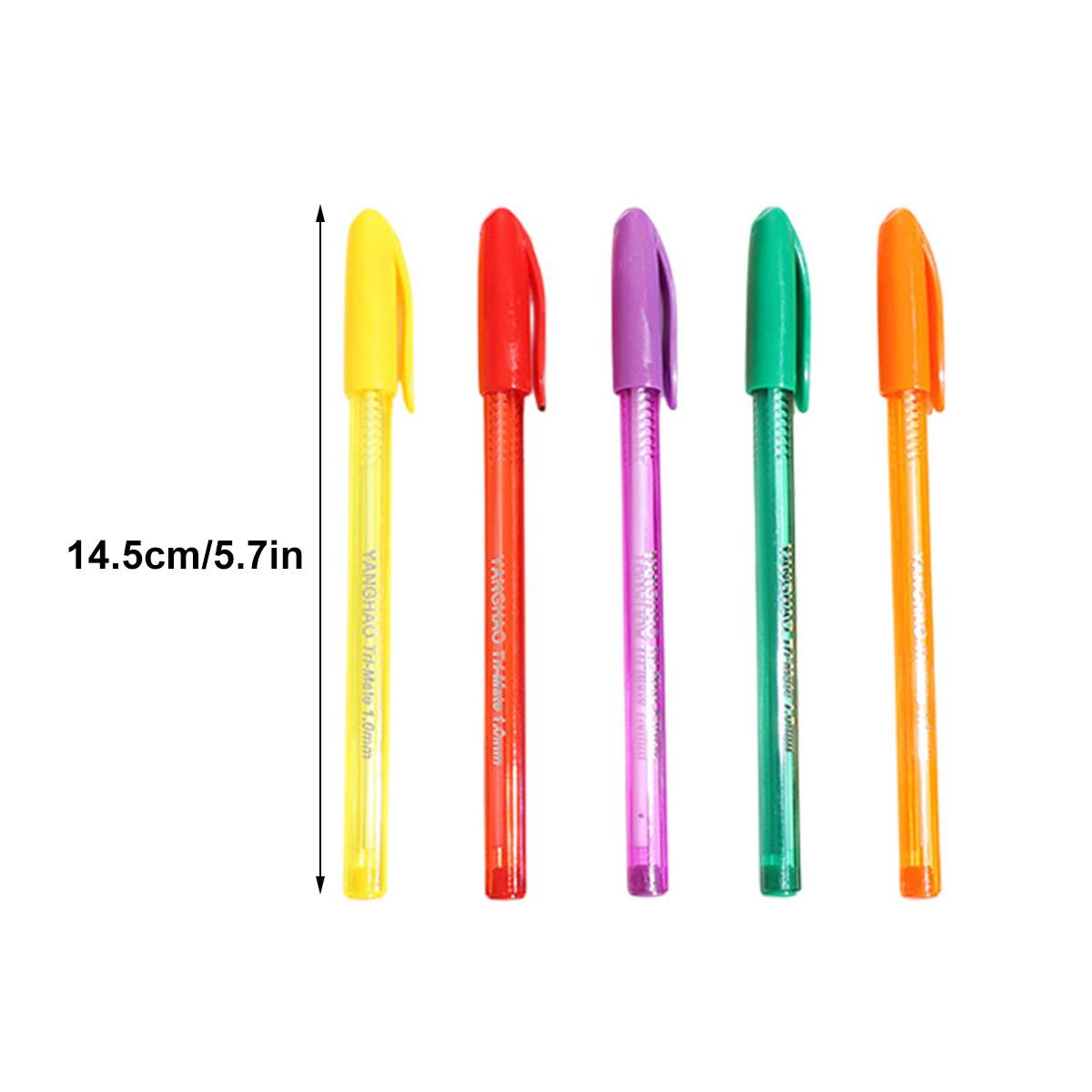 10-piece smooth ballpoint pen set featuring transparent triangular barrels in vibrant assorted colors — view 3
