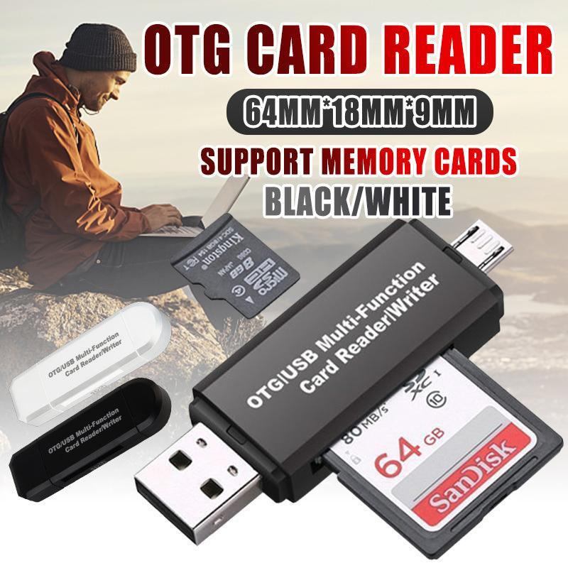 Black OTG USB 2.0 micro SD card reader adapter for mobile phones and personal computers