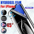 Blue light blocking hydrogel screen protector film applied to a modern iPhone display