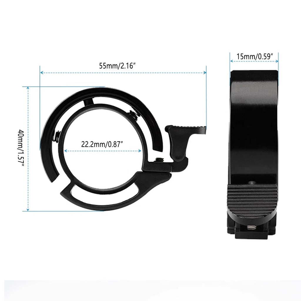 Minimalist O-shape bicycle bell in lightweight aluminum alloy for slim mountain bike handlebar mounting — view 3