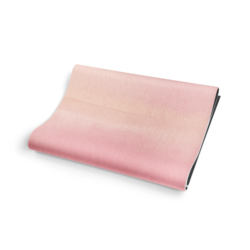 Thick 6mm eco-friendly yoga mat featuring a soft pink ombre gradient and non-slip textured surface — view 3