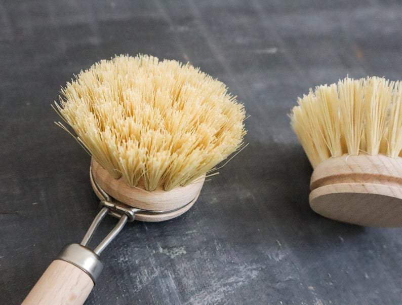 Zero waste cleaning set with natural bamboo sisal dish brushes, pot scrubber, and soap — view 2