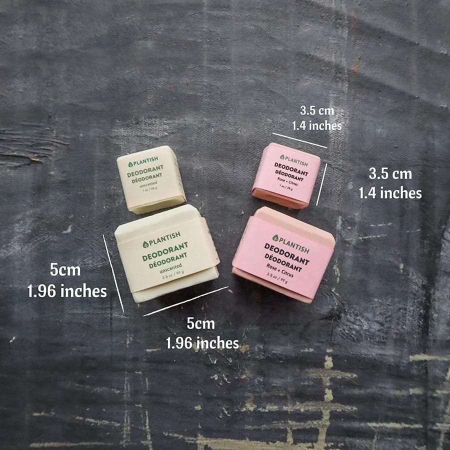 Square solid zero waste rose and citrus deodorant bar displaying natural botanical ingredients — view 3