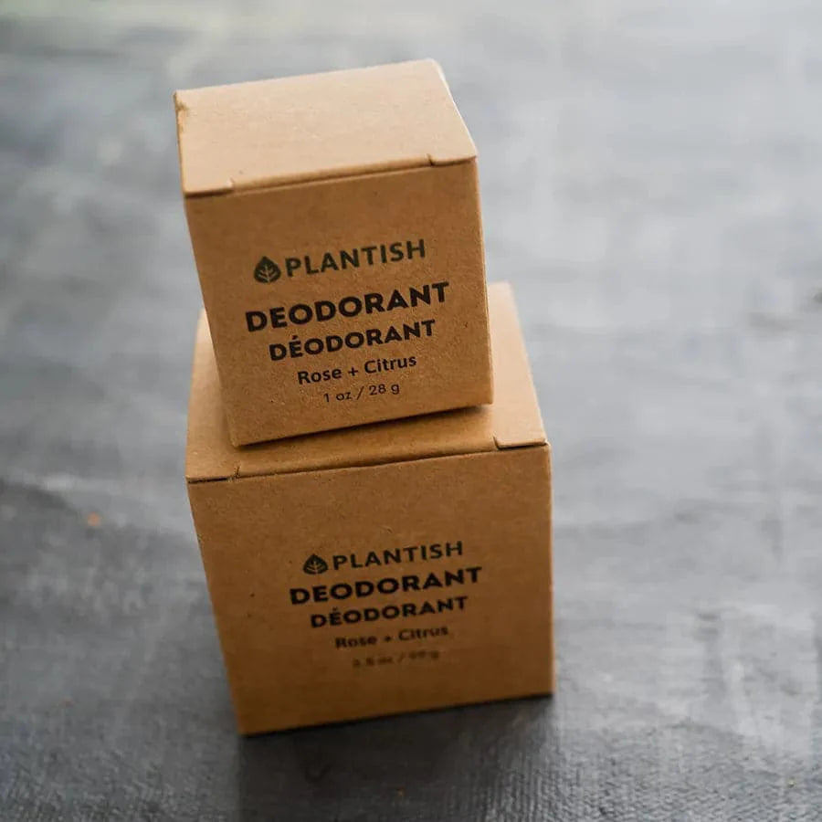 Square solid zero waste rose and citrus deodorant bar displaying natural botanical ingredients — view 5
